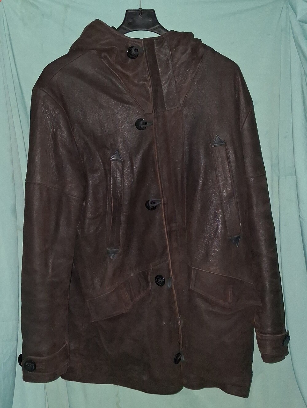Armani Exchange 100% Genuine Leather Bench Warmer Parka w Hoodie Mens Size XL